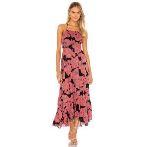 Free People Pink and Black Floral Maxi Dress